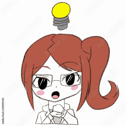 白衣を着た女性がひらめく
