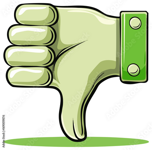 Cartoon Thumbs Down Hand Gesture Showing Disapproval and Negativity