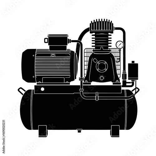 Industrial Air Compressor Machine Silhouette