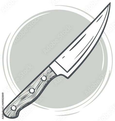 Chef knife kitchen utensil cooking tool professional sharp blade illustration