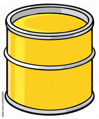 Isolated Yellow Barrel of Oil or Liquid Cartoon Illustration for Industrial Purposes and Energy Sector Products