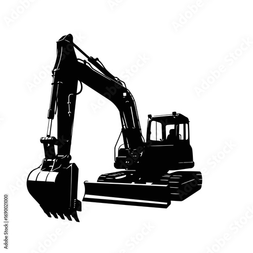 excavator on white background