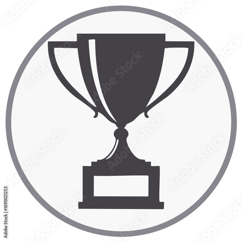 Gray Trophy Cup Icon Illustration within Circle Champion Victory Award Winner Win Game Achievement
