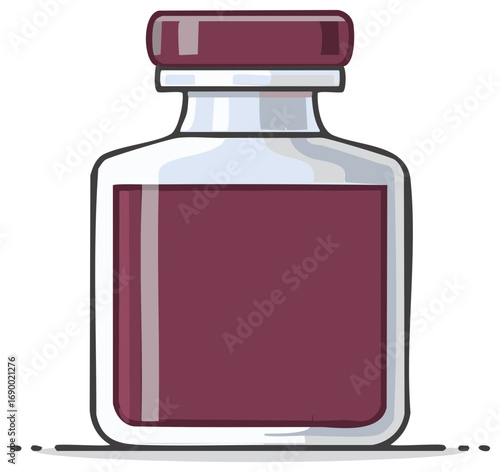 Glass jar with burgundy liquid and secure screw cap
