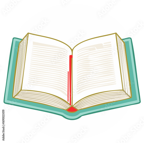 Open Book Illustration with Bookmark Educational Reading Material