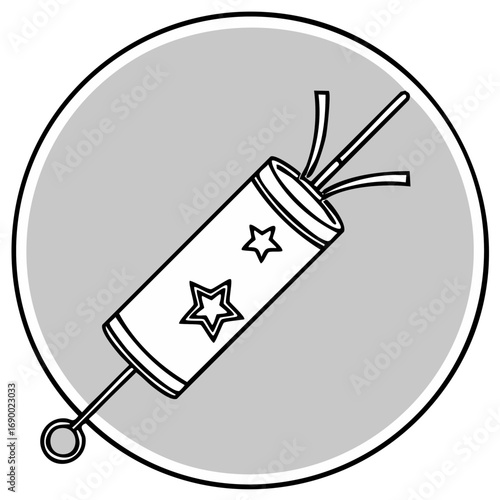 Party popper illustration against grey circle background
