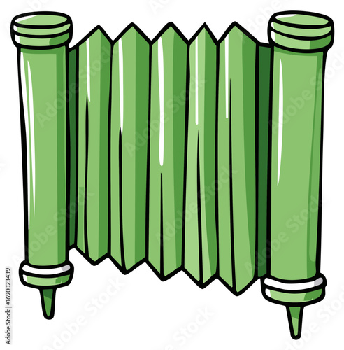 Green bamboo fence illustration folding garden fence cartoon doodle