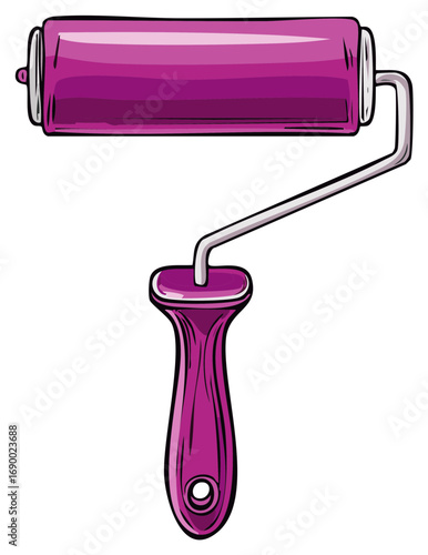Magenta Paint Roller Illustration Home Improvement Decorating Tool Interior Design Renovation