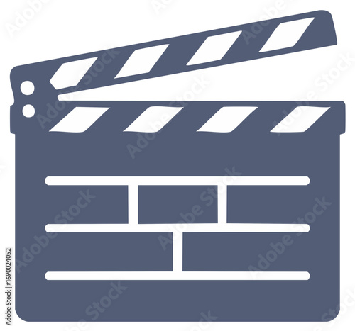 Cinematic slate clapperboard, film production equipment with clapper, isolated filmmaking tool for cinema and video