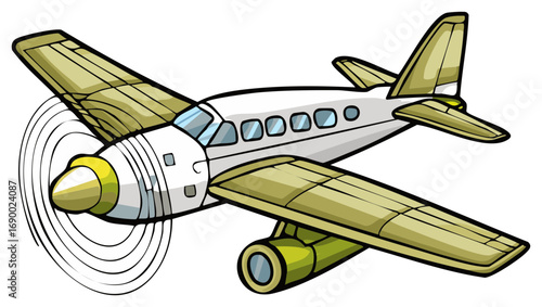 Cartoon style Propeller Airplane Aviation Illustration Flying Transport