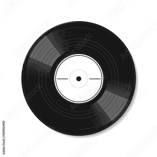 Black Vinyl Record with White Label and Horizontal Lines