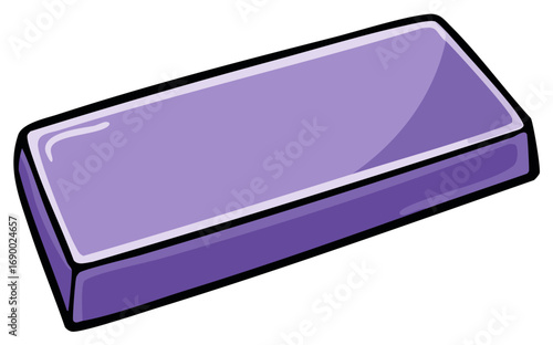 Illustration of an elongated bar of soothing purple soap, essential hygiene for hands and skin.