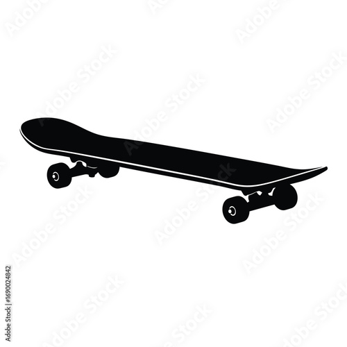 Black Silhouette Skateboard Icon With Wheels Isolated Vector