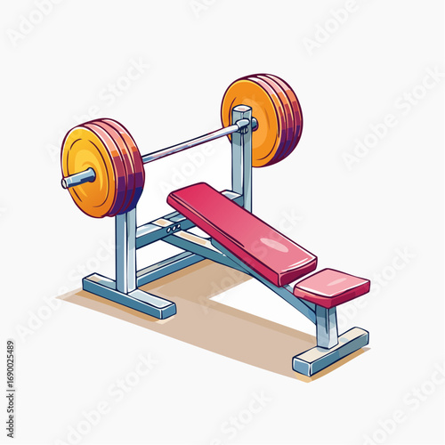 Weightlifting Bench Press A Detailed Illustration of Equipment for Strength Training and Fitness