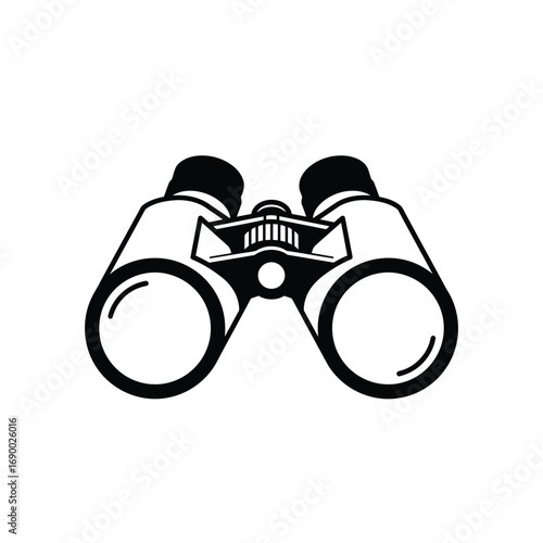 Minimal Black Silhouette Of Binoculars Isolated Vector Illustration