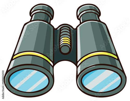 Isolated gray binoculars for observation watching exploring with lenses and focus capabilities