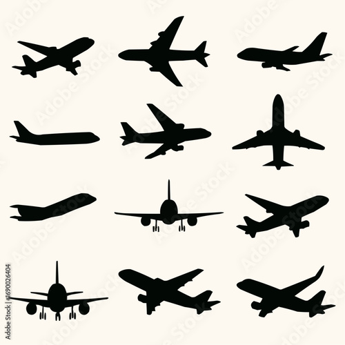airplane silhouettes vector illustration