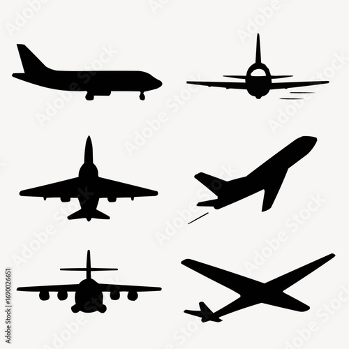 vector silhouettes of airplane