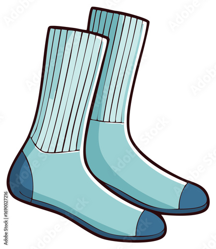 Pair of blue striped ankle socks standing upright