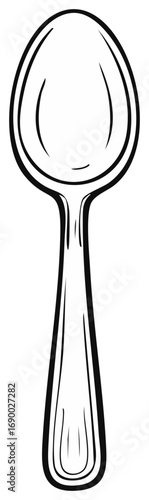 Elegant Spoon Outline: Minimalist Kitchenware, Serving Utensil, Dining Tool