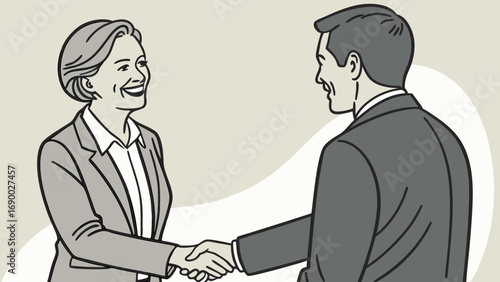 Business people shaking hands agreement partnership deal success collaboration teamwork cooperation contract professional handshake office business meeting deal closing happy smiling colleagues corpo.