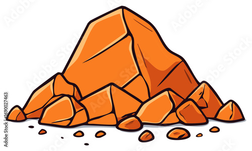 Illustration of a pile of jagged orange rocks with dark outlines against a white background