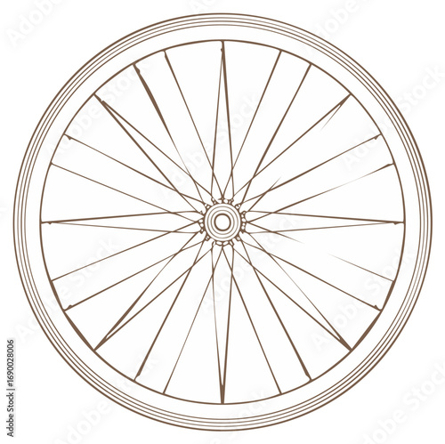 Detailed Bicycle Wheel Spoke Hub and Rim Graphic Illustration
