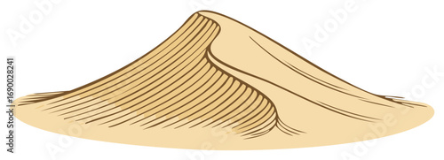 Sandy Dune Illustration with Desert Landscape and Wind Patterns