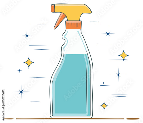 Vector illustration of spray bottle with cleaning liquid