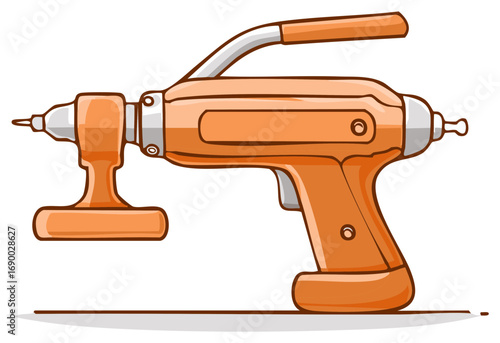 Whimsical Orange Retro Futuristic Space Gun Cartoon Vector Art Illustration