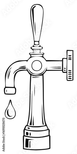 black and white beer tap with drop clip art preview