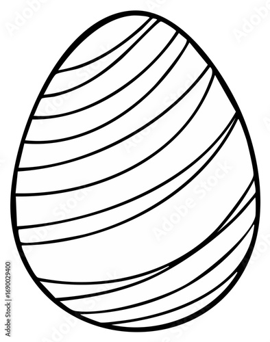 Artistic line drawing of a decorated egg with curved stripes for Easter celebrations