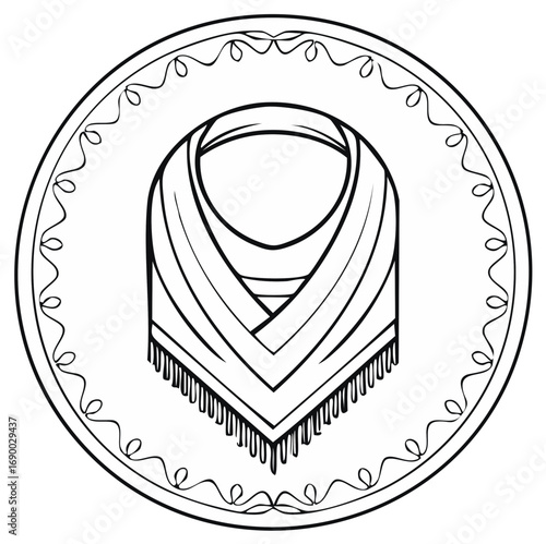 Decorative Mexican Sombrero and Shawl Vector Illustration