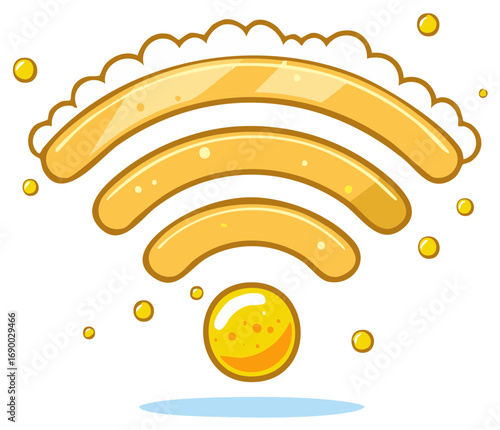 Wifi Signal Indicator with Beer Foam and Bubbles, Creative Vector