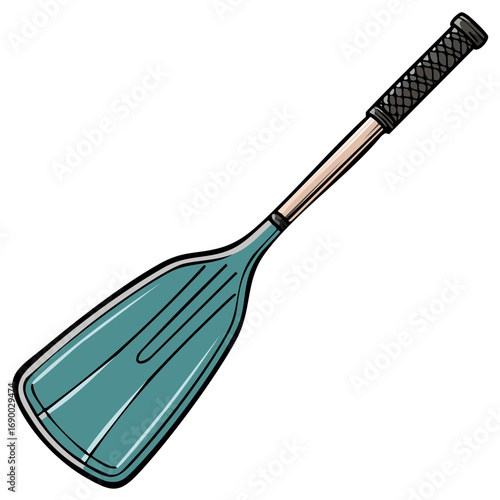 Teal Rowing Oar Illustration of Paddling Equipment for Water Sports Competition