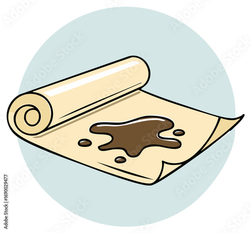 Cartoon Spill on Parchment Paper Illustration with Vector Design