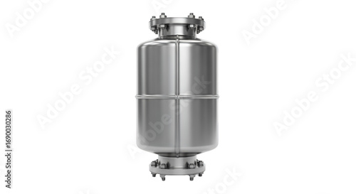 Industrial Storage Tank: A detailed studio shot of a stainless steel industrial storage tank, highlighting its robust design and the precision engineering.
