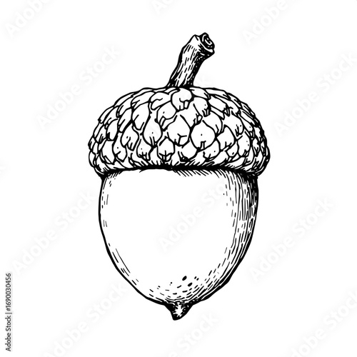 Acorn Detailed Decorative Outline