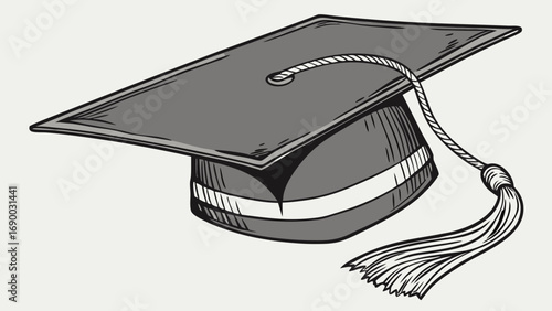 Graduation cap academic hat graduation ceremony education achievement success knowledge learning university college school diploma degree graduation design vector illustration hand-drawn sketch black.