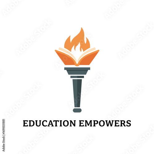 Book torch education empowers, logo design illustration