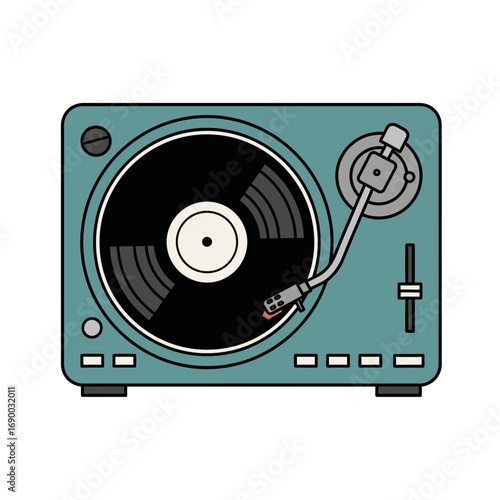 Vector Illustration of a Retro Turntable Player