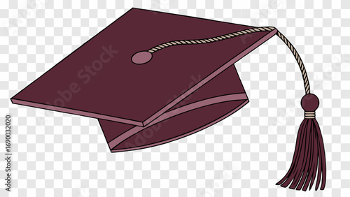 Graduation Cap Maroon Graduation Hat Academic Cap Graduation Ceremony Education Symbol Flat Lay Illustration Design Element College Graduation University Graduation High School Graduation Diploma Deg.