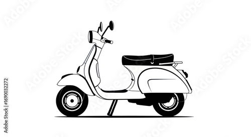 Classic Vintage Scooter with Retro Design and Two Wheels.