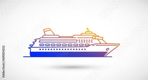 Cruise ship vector illustration for travel and vacation planning and nautical tourism and ocean voyages design
