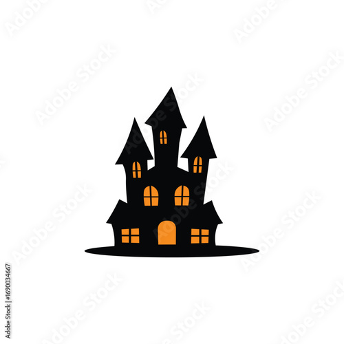 Halloween Haunted House Single Icon– EPS10, Flat Illustration