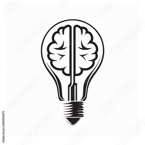 Incandescent lamp in form a person brain Vector Image on white background