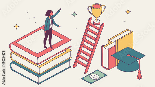 Reaching for Success Education Achievement and Career Goals Illustration.