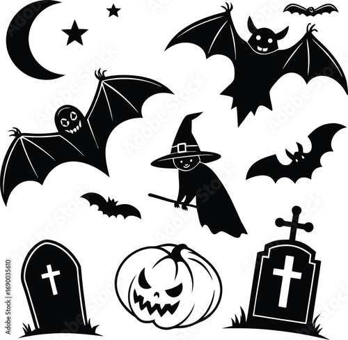 Collection of Happy Halloween Elements Illustration