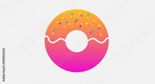 Delicious donut illustration with colorful sprinkles and gradient frosting for bakery design needs today