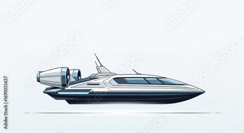 Luxury futuristic yacht speed boat vector illustration for sale and design inspiration online now today